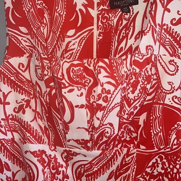 Women’s size 24W is sleeveless red and white spring summer midi dress - Picture 7 of 12